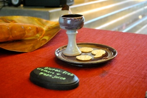 Small Communion Vessels for gluten free juice and crackers: Stoneware